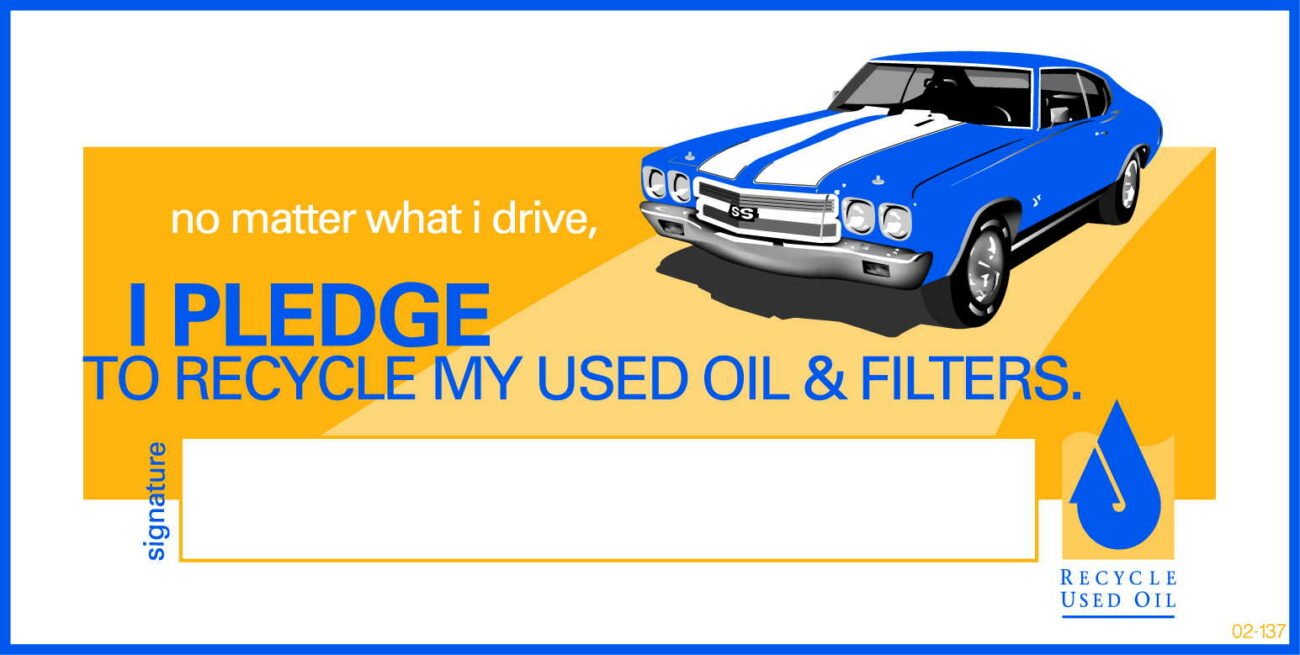 Recycle Used Oil pledge card with car