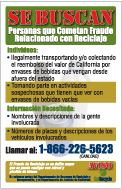 Wanted for recycling fraud poster in Spanish