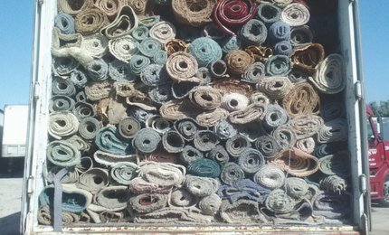 Used carpet in a truck
