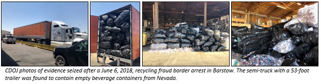 CDOJ photos of evidence seized after a June 6, 2018, recycling fraud border