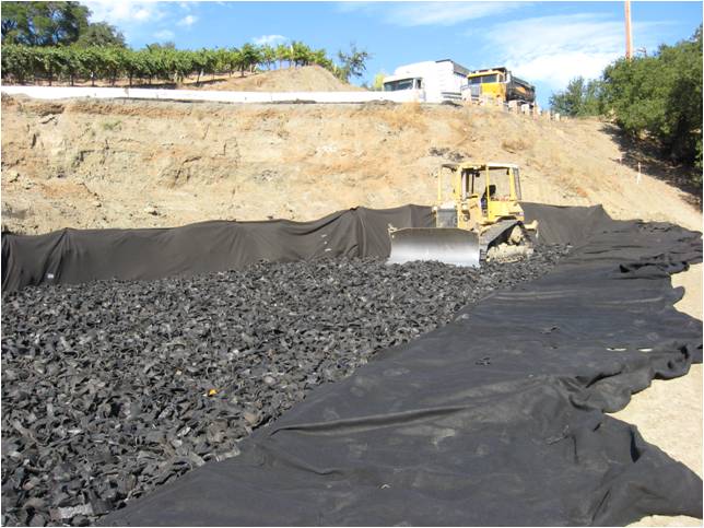 TDA placement over geotextile fabric.