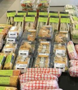 Packaged sandwiches ready for donation