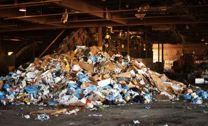 Big pile of garbage at waste facility