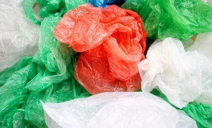 Different colored plastic bags