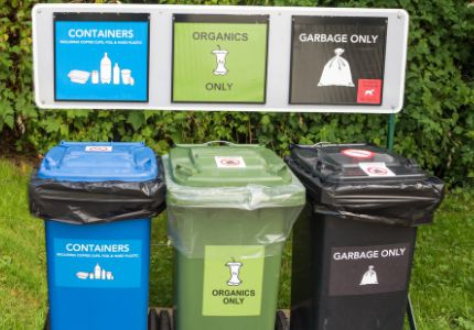 Outdoor collection on containers for garbage, recyclables, and organics