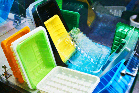 stacks of plastic containers