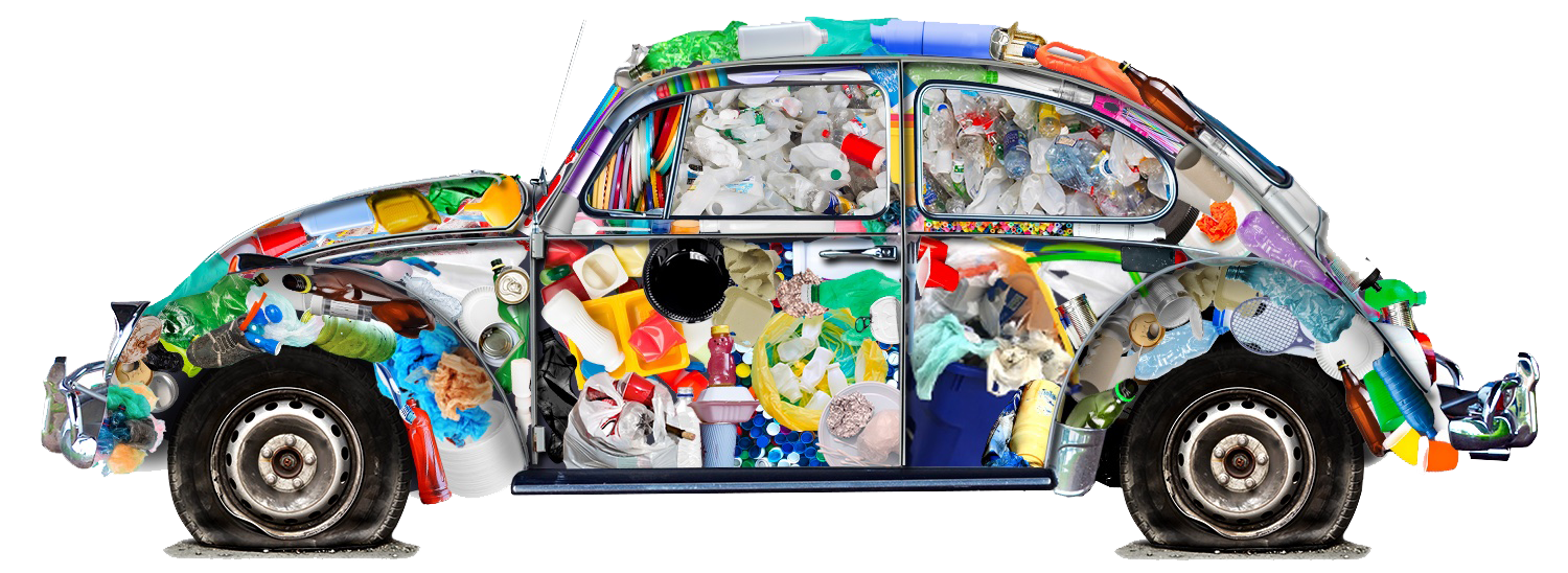 VW Bug full of trash - equal to the weight of 272 full kitchen trash bags