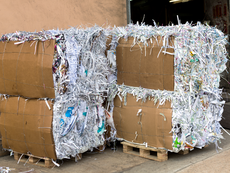 bales of recycled paper