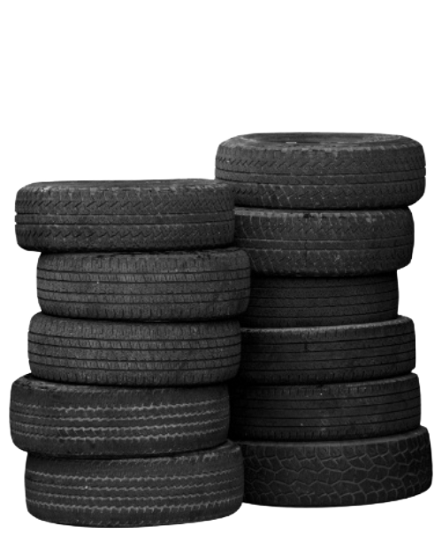 two stacks of used tires